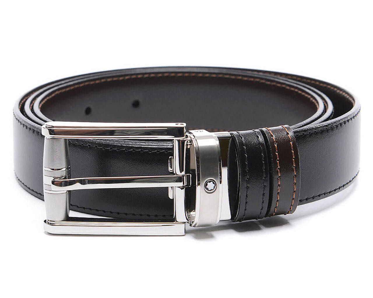 MONTBLANC Rectangular PinBuckle Reversible BLK/BRN Leather