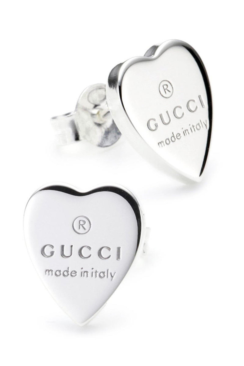 Gucci Sterling Silver Etched Logo Trademark Tiny Square Stud Earrings –  Amarcord Vintage Fashion
