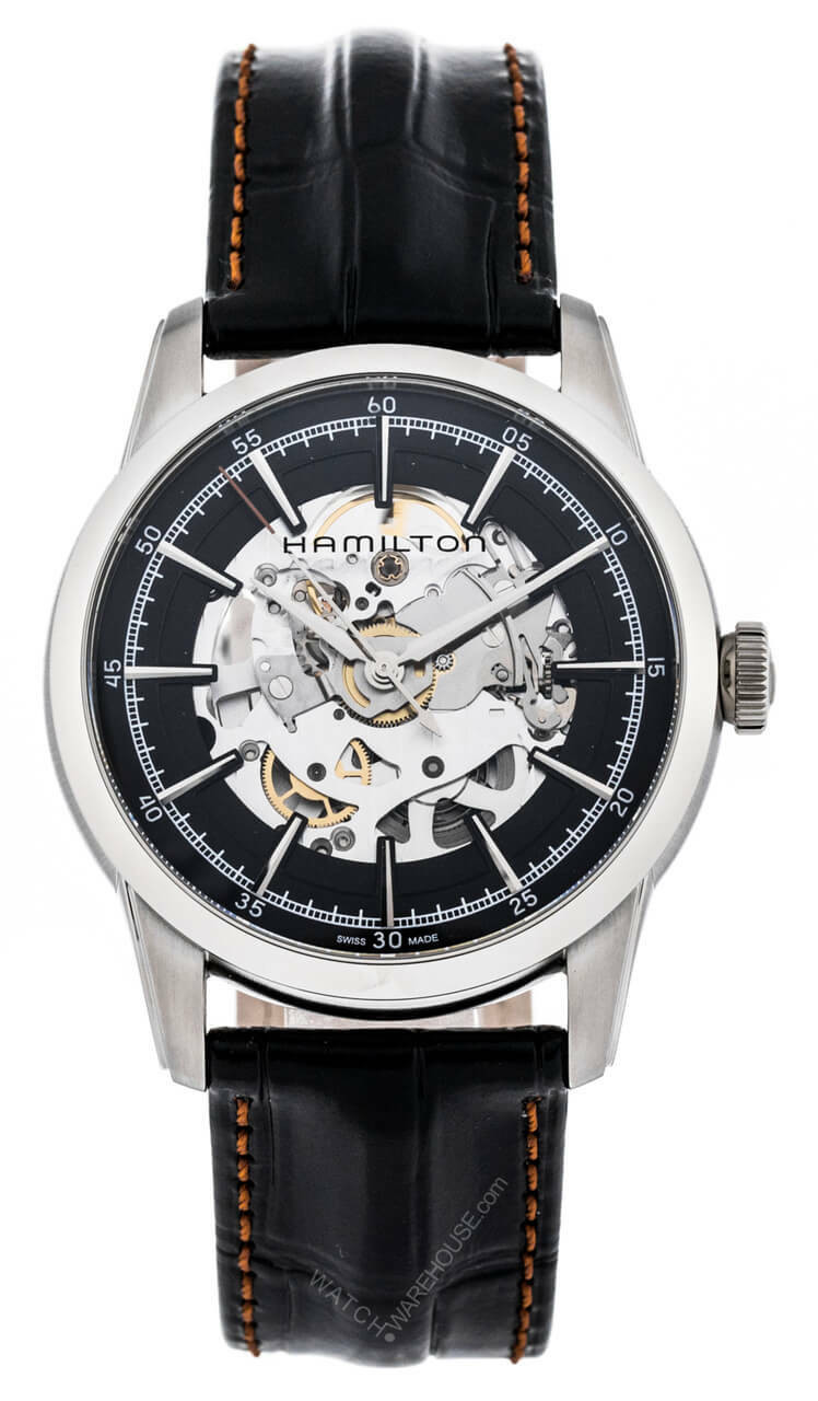 HAMILTON Railroad Skeleton 42MM Automatic SS Men's Watch H40655731