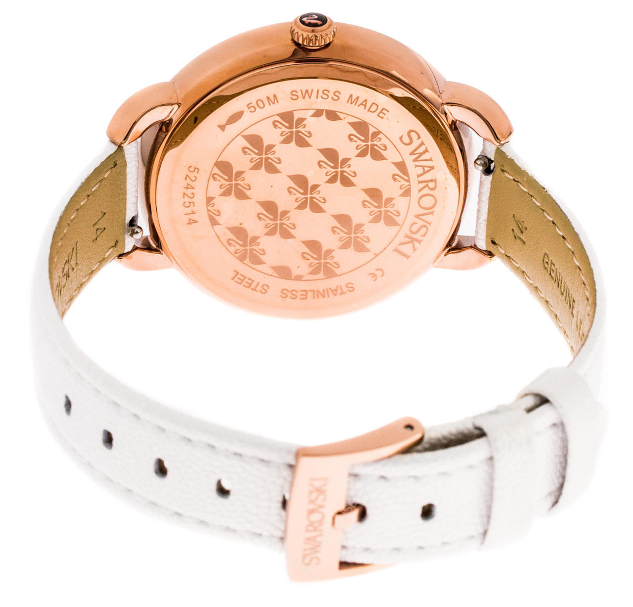 SWAROVSKI Aila Day Heart 37MM MOP Rose-Gold White LTHR Watch 5242514