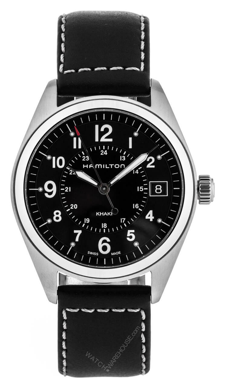 HAMILTON Khaki Field 40MM Black Dial LTHR Strap Men's Watch