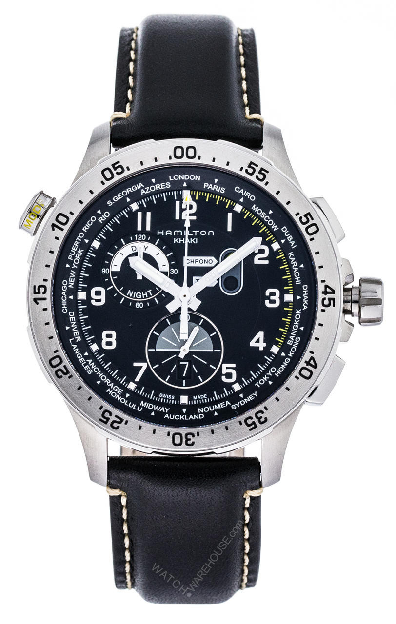 HAMILTON Khaki Aviation Worldtimer CHRONO Black Men's Watch
