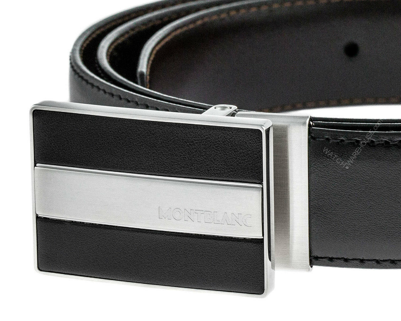 MONTBLANC Box Buckle Reversible Black/Brown Leather Men's Belt