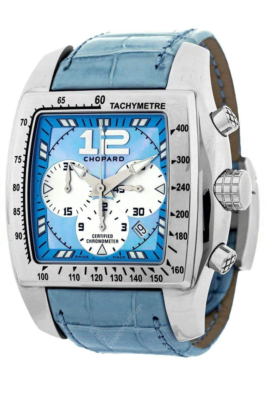 CHOPARD Two-o-Ten Tycoon Blue Dial Leather Men's Watch 168961-3001