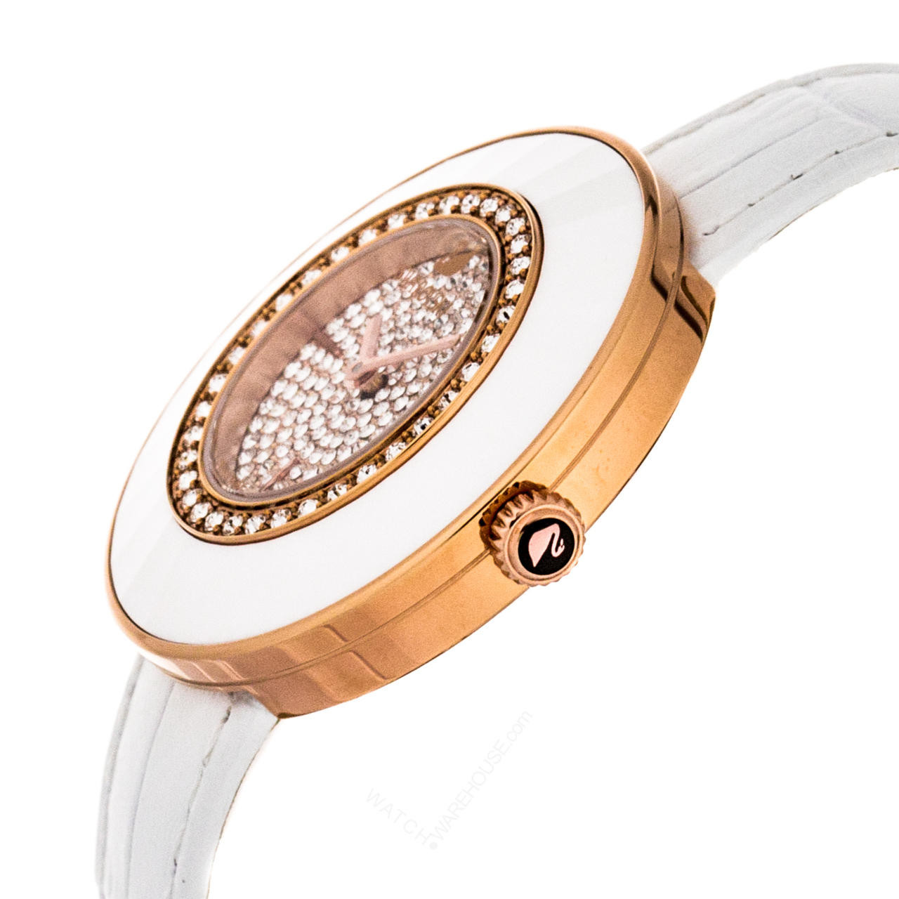 SWAROVSKI Octea 36MM Quartz SS Rose Gold Leather Women