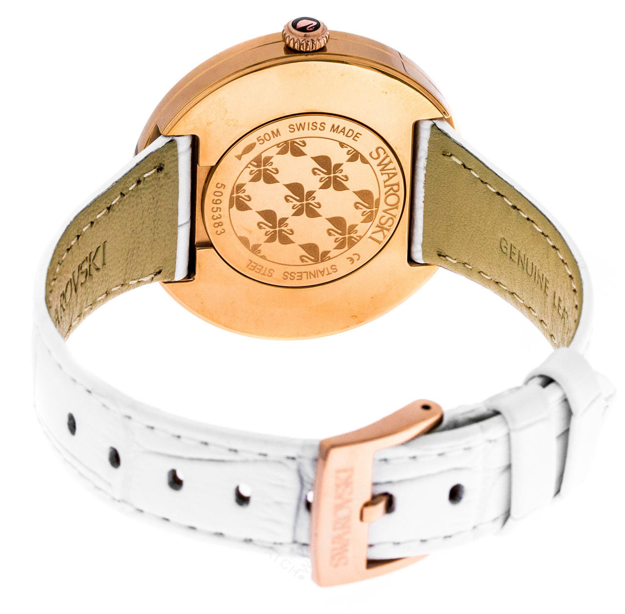 SWAROVSKI Octea 36MM Quartz SS Rose Gold Leather Women