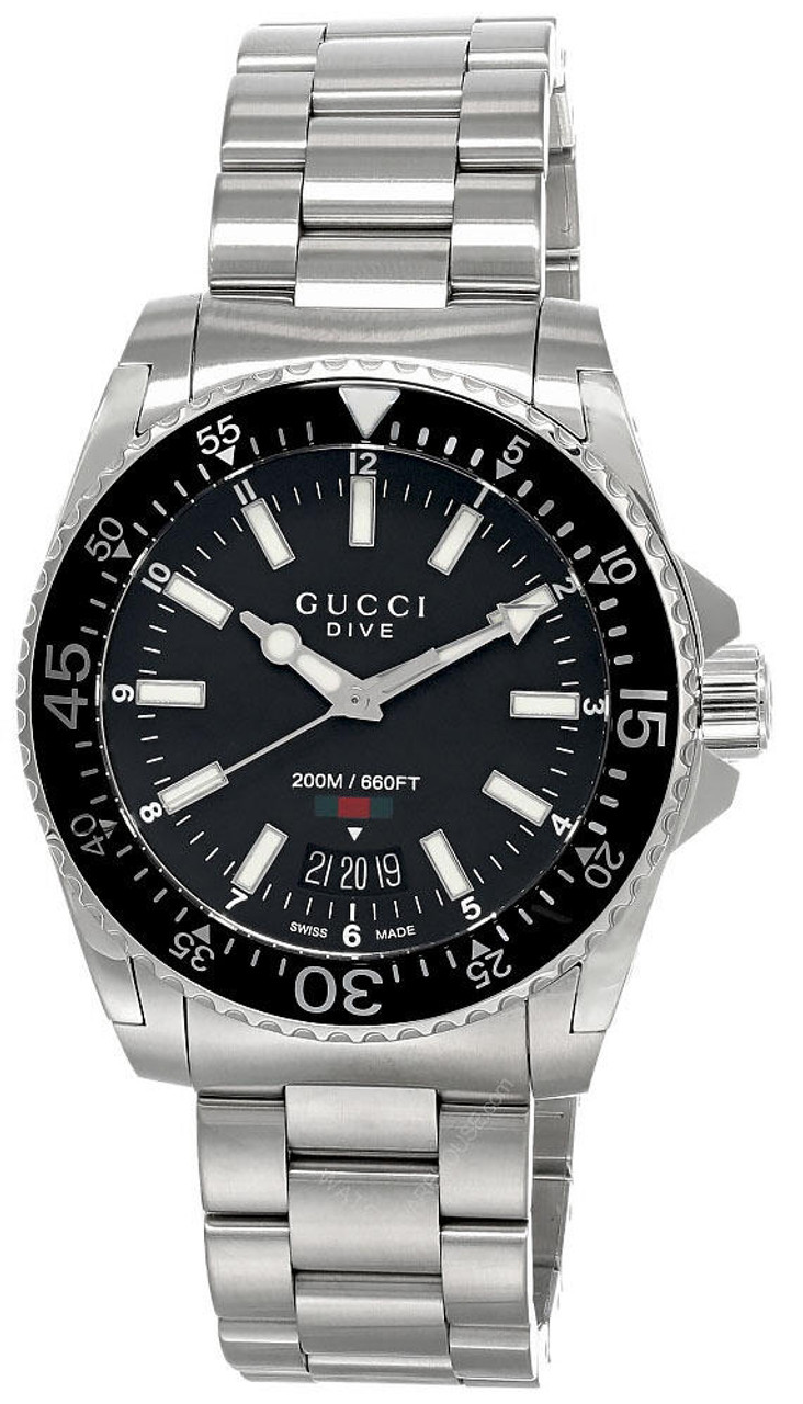 GUCCI Dive LG 40MM Quartz S-Steel BLK Matte Dial Men's Watch YA136301A