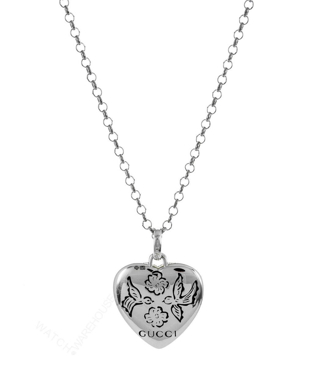 GUCCI Blind For Love Heart SS Necklace YBB455542001 / YBB45554200100U