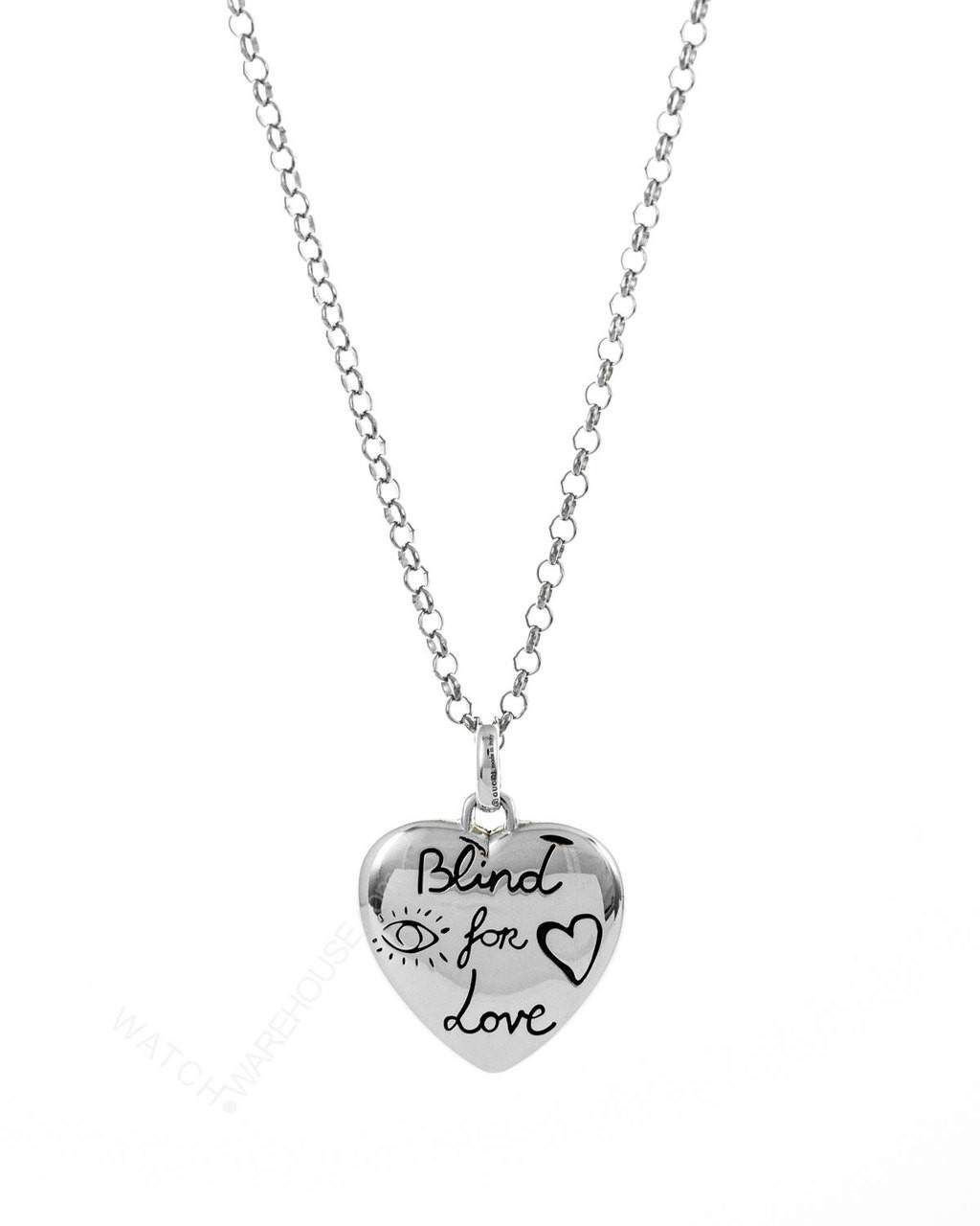 GUCCI Blind For Love Heart SS Necklace YBB455542001