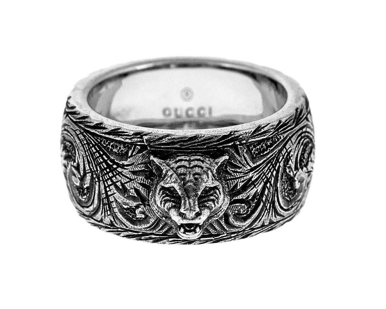 GUCCI Gatto SS Feline Aging Finish Ring YBC433571001 