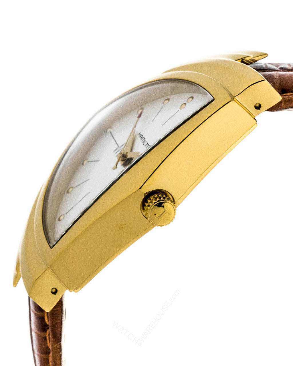 HAMILTON Ventura Yellow Gold PVD SS BRN Leather Men's Watch H24301511