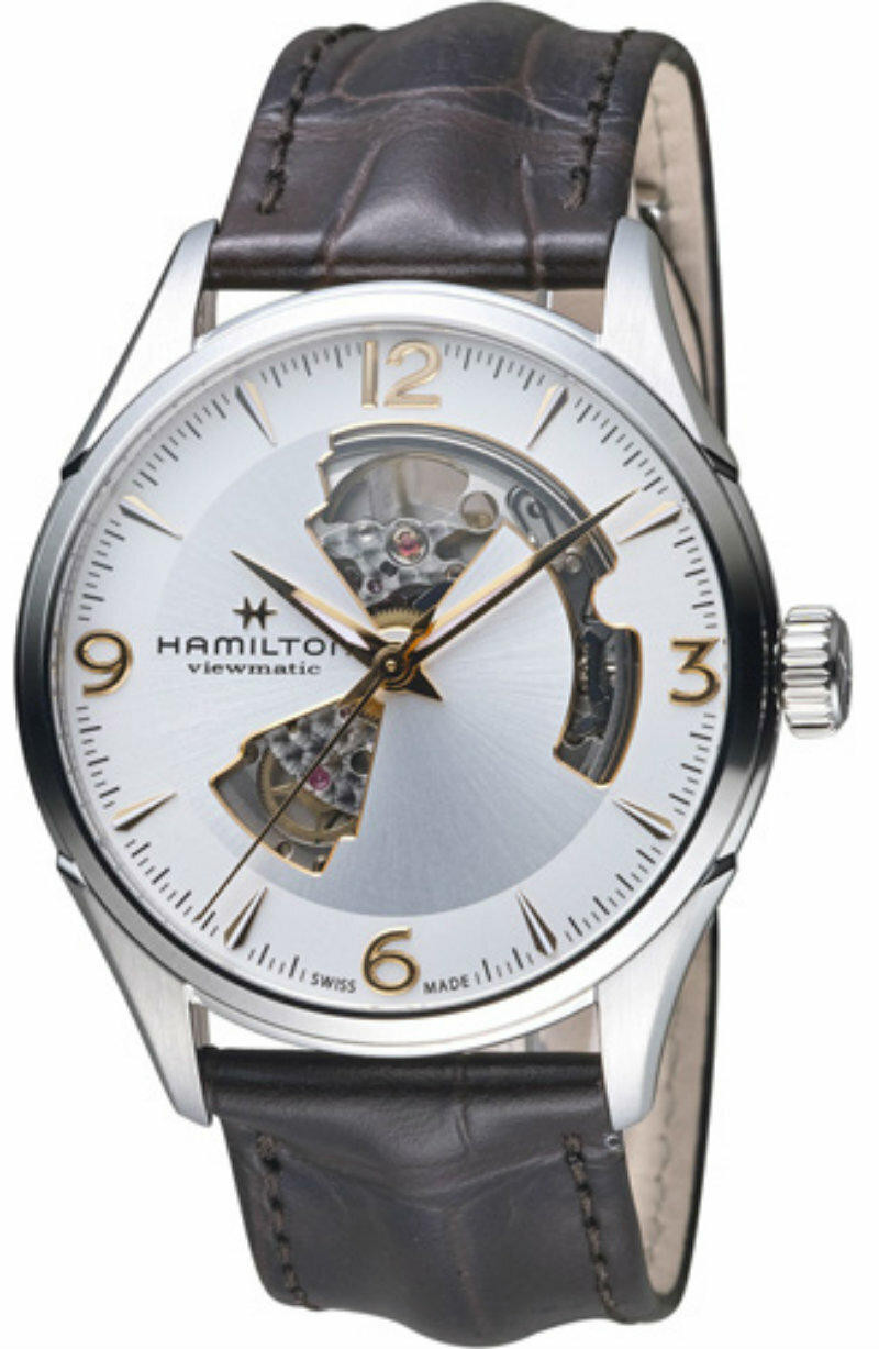 HAMILTON Jazzmaster Open Heart AUTO Silver Dial Leather Watch