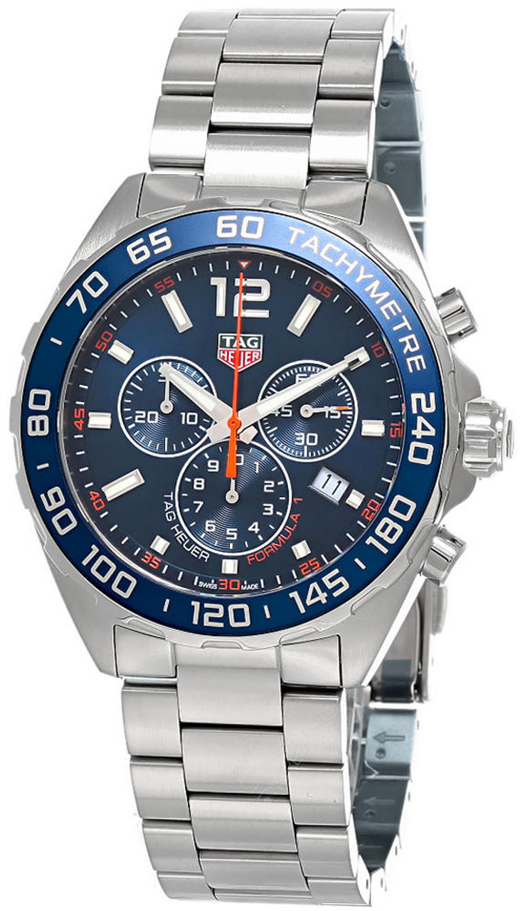 TAG Heuer Formula 1 Chronograph Blue Dial Orange Rubber Watch with 3  Subdials CAZ1014.FT8028