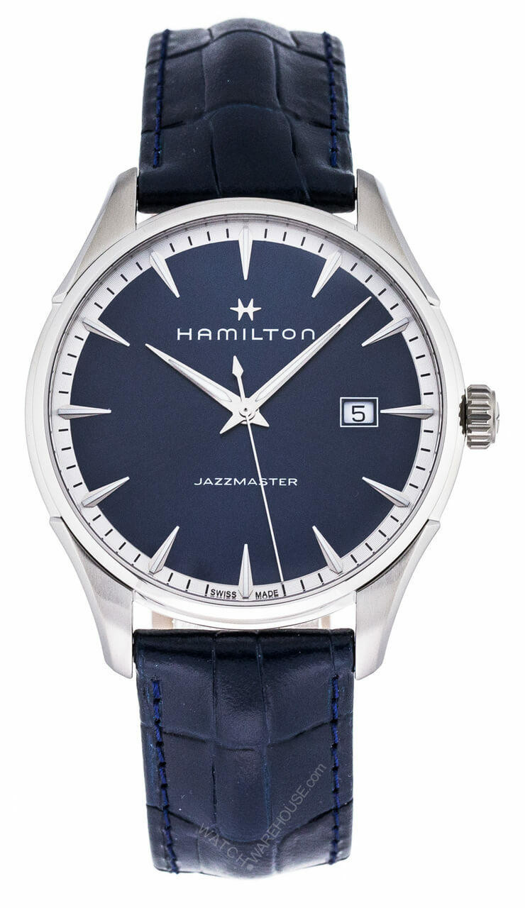 HAMILTON Jazzmaster 40MM Quartz SS Blue Dial Leather Men's Watch