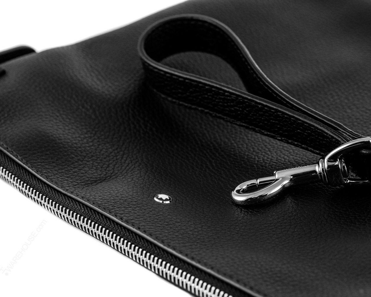 MONTBLANC Meisterstuck Soft Grain Black Leather Zip Clutch 114458