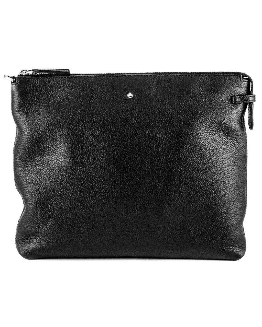 MONTBLANC Meisterstuck Soft Grain Black Leather Zip Clutch 114458