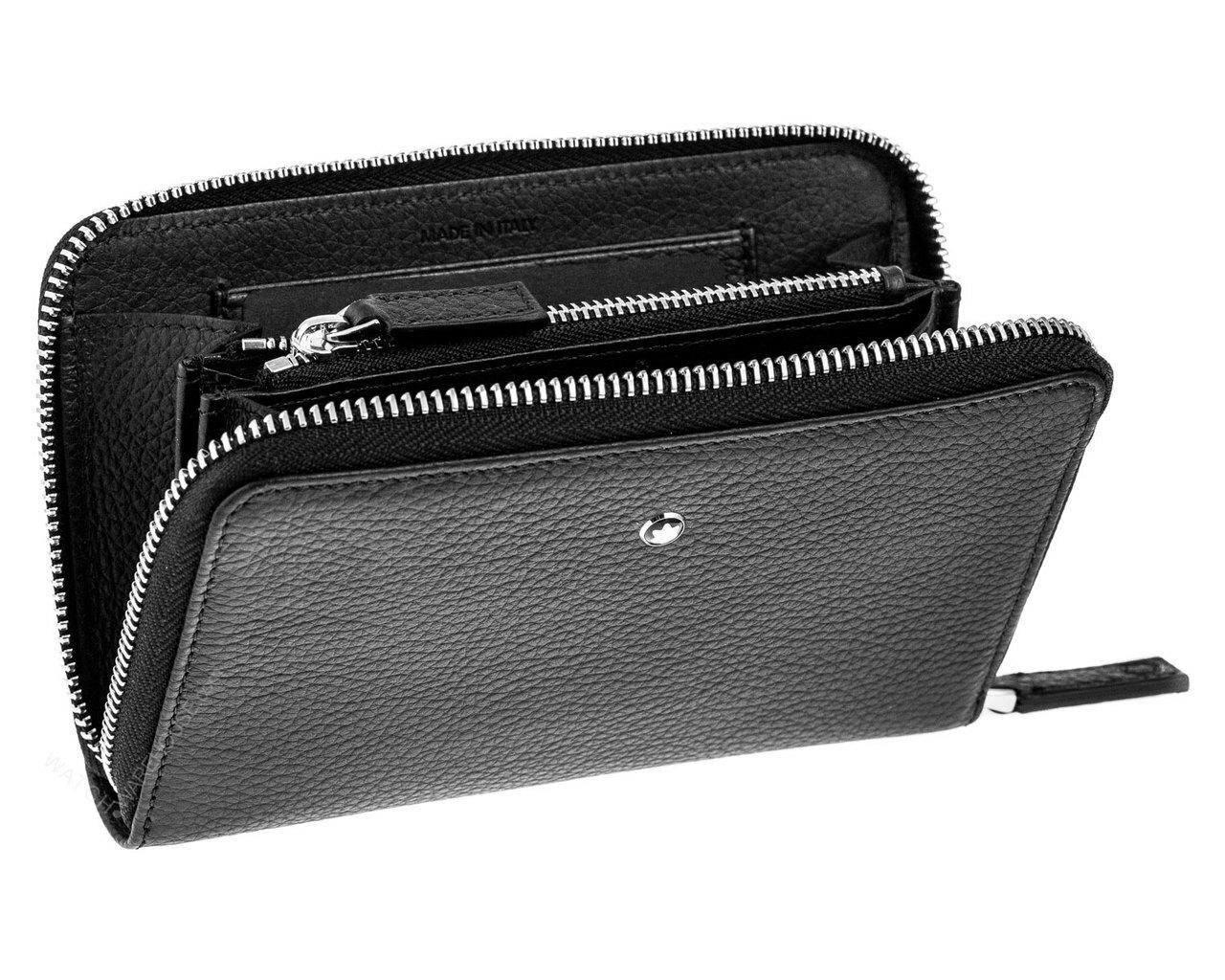 MONTBLANC Meisterstuck 4cc Black Soft Grain Leather Zip Coin