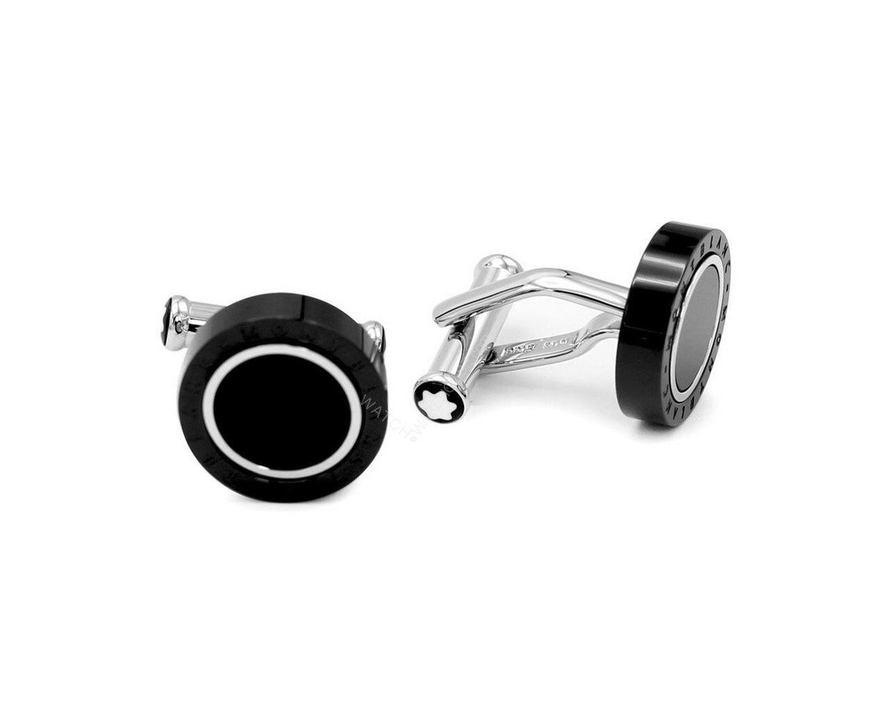 MONTBLANC Meisterstuck SS Onyx Inlay Rotating Ring Cufflinks 116665