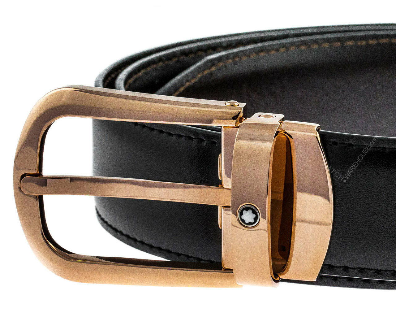 MONTBLANC Horseshoe Leather Buckle Belt Brown