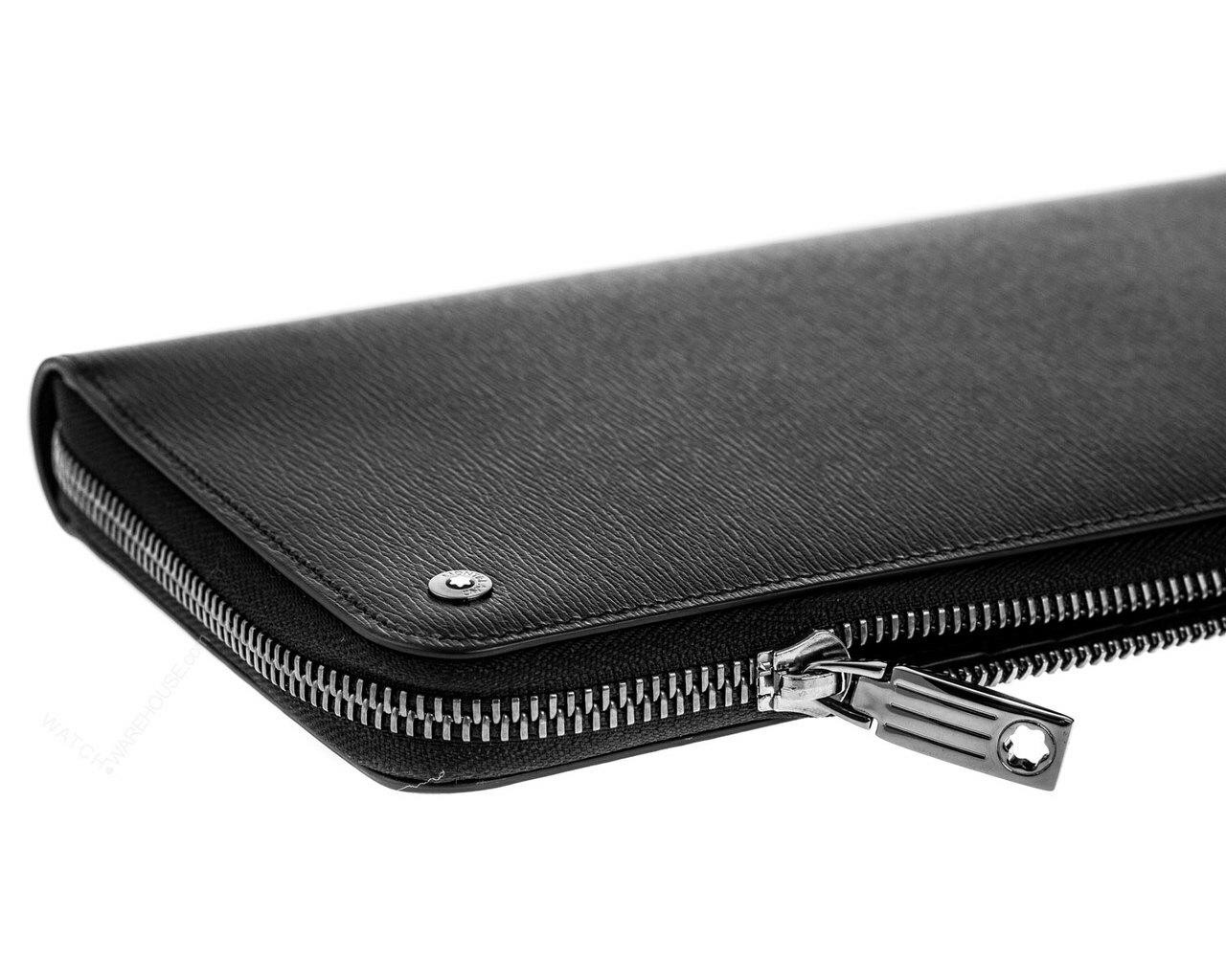 MONTBLANC Westside Black Italian Leather Zip Closure Wallet 114695