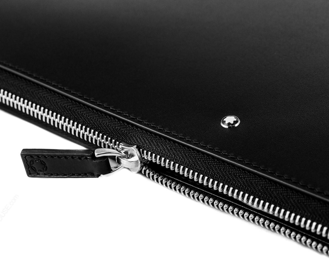 Montblanc Meisterstuck Portfolio Zip Black Leather Business Bag 114519 ...