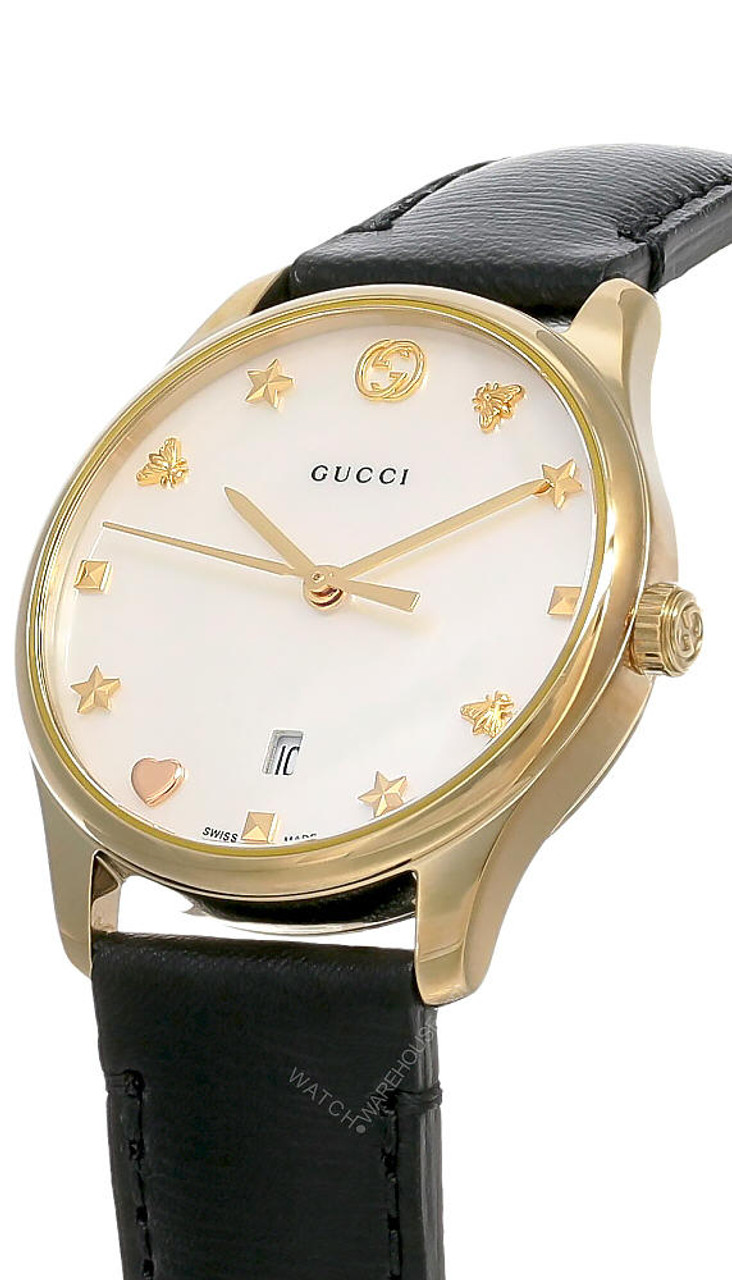 GUCCI G-Timeless Mother of Pearl Dial PVD Gold Women's Watch YA126589A