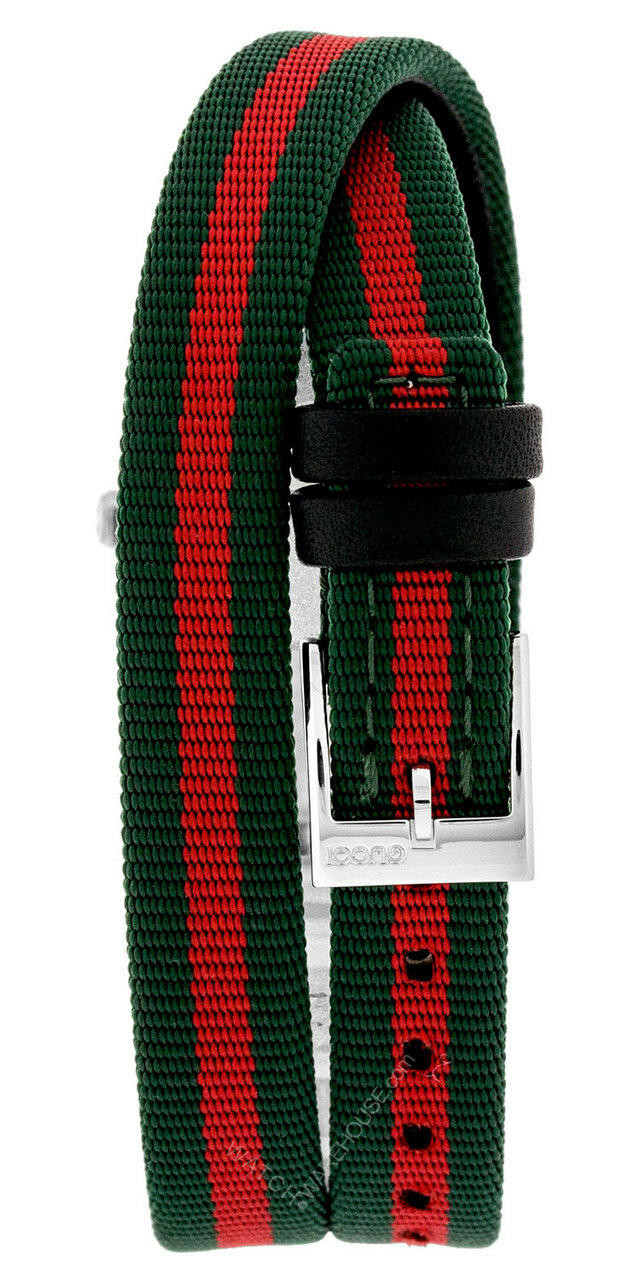 GUCCI G-Frame 14x25mm Quartz Red & Green Nylon Strap Watch