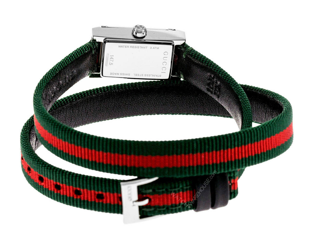 GUCCI G-Frame 14x25mm Quartz Red & Green Nylon Strap Watch