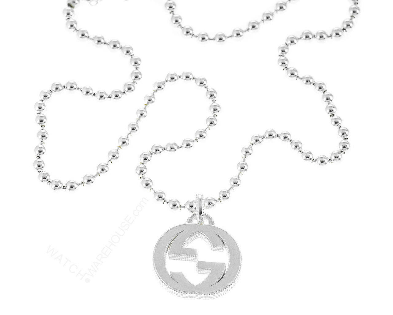 【 GUCCI 】 Interlocking G Necklace In Silver YBB479217001 GUCCI S-Silver 55cm Interlocking GG Pendant Necklace