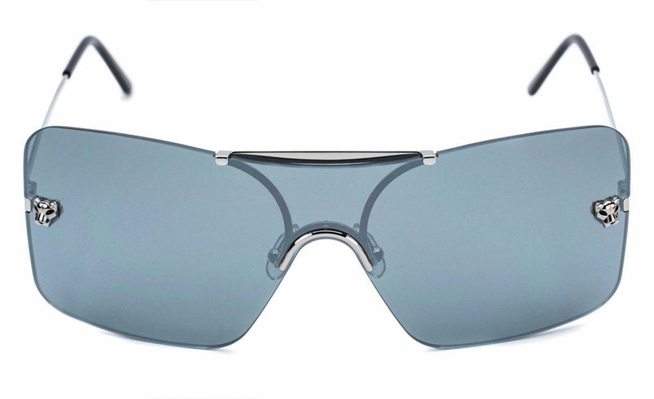 CARTIER Panthère Rimless Ruthenium Silver Lens Sunglasses