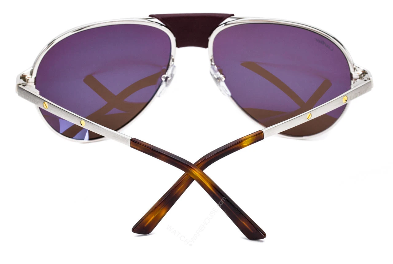 Cartier Santos Ruthenium Aviator Burgundy Lens Sunglasses  display picture 2