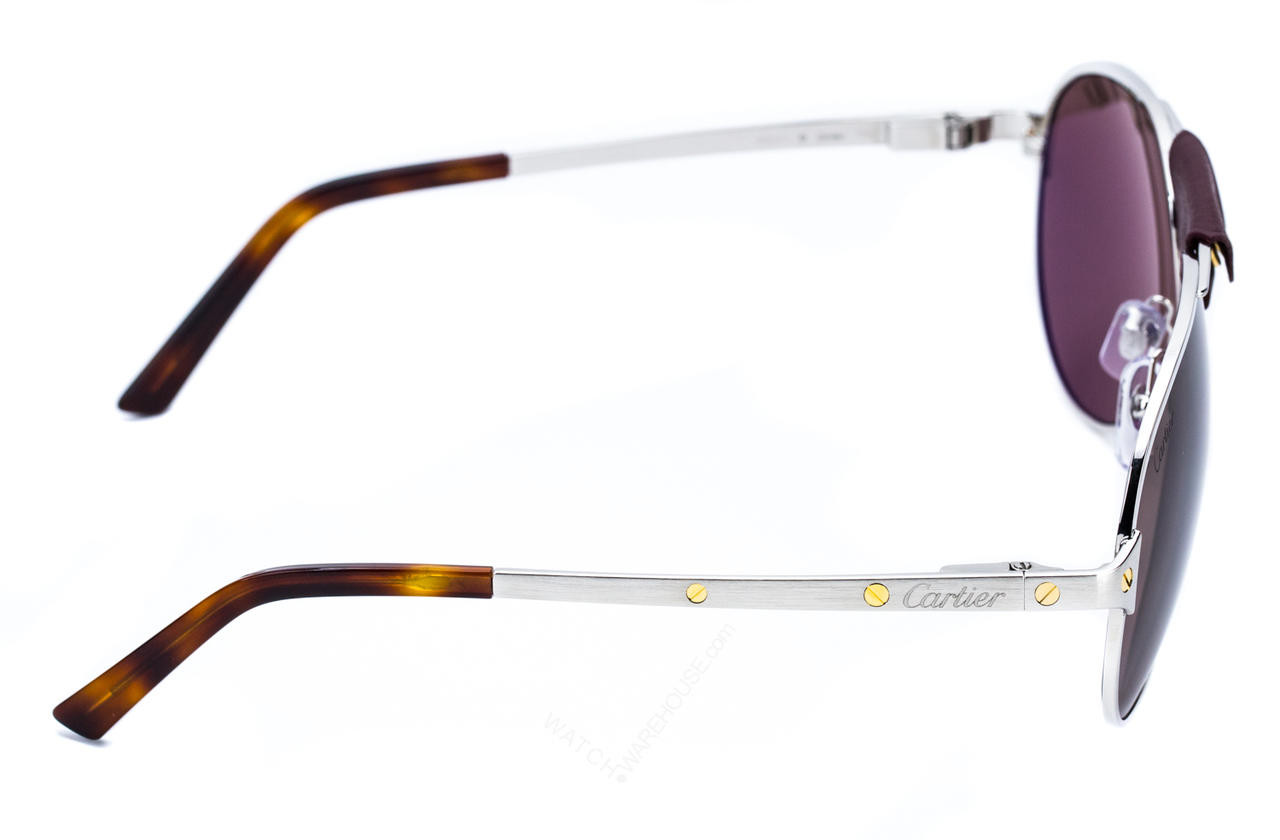 Cartier Santos Ruthenium Aviator Burgundy Lens Sunglasses  display picture 1