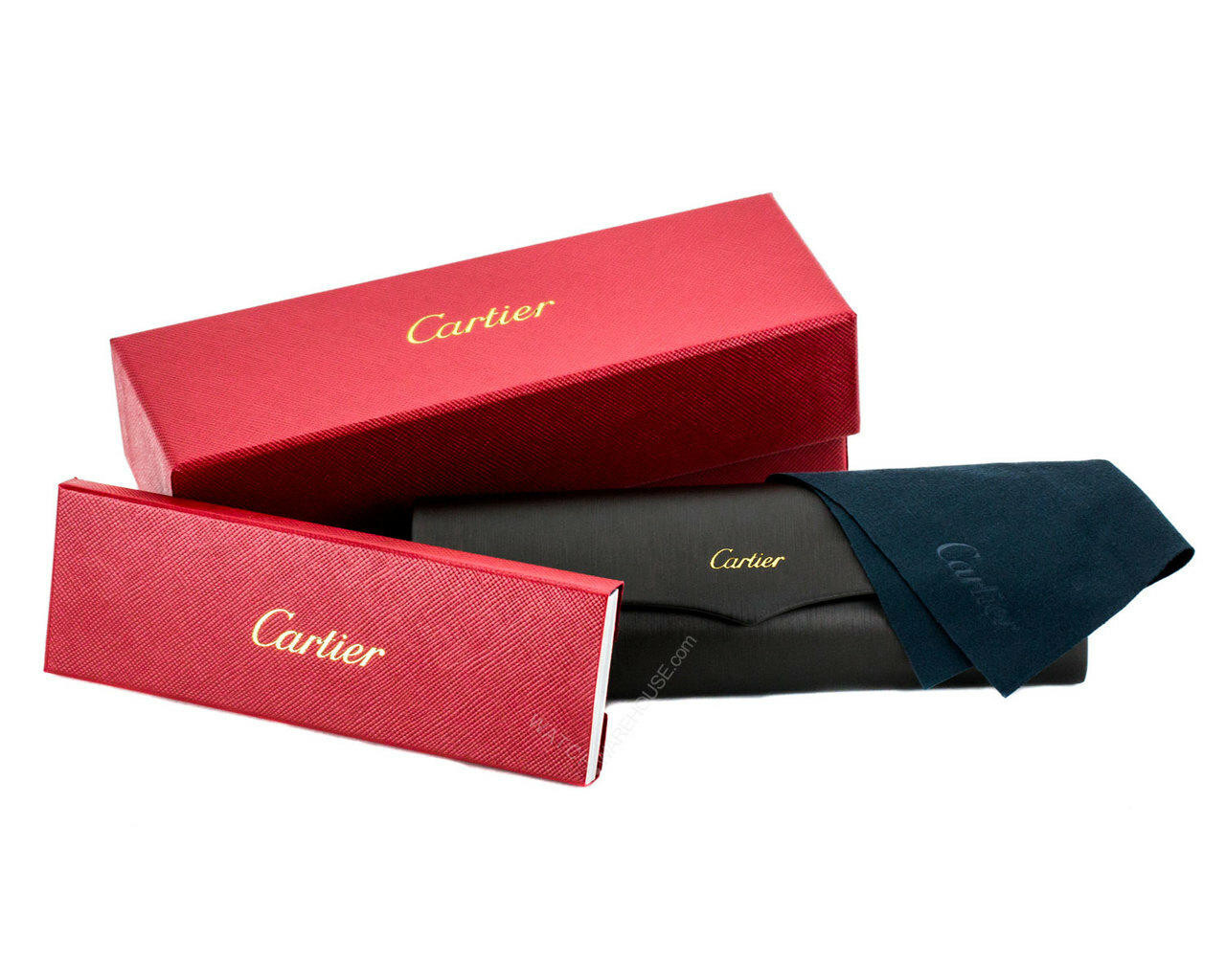 Cartier Black Leather Eyewear Case with Red Signature Boxes Cartier Black Leather Watch Travel Case – Suede Interior  main image 4