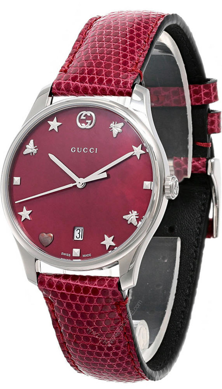 GUCCI G-Timeless Red Mother of Pearl Dial Women's Watch YA1264041