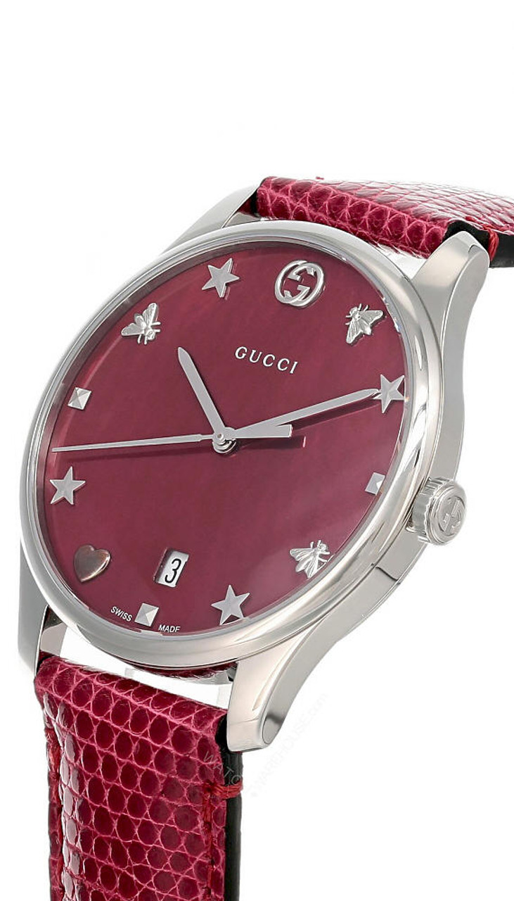 GUCCI G-Timeless Red Mother of Pearl Dial Women's Watch YA1264041 | Fast &  Free US Shipping | Watch Warehouse