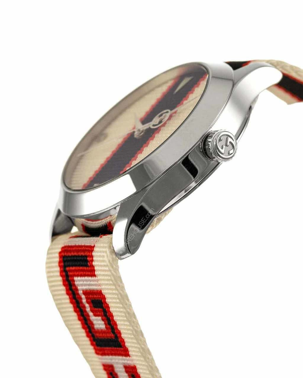 GUCCI G-Timeless 38MM White/Red/Blue Dial Nylon Men's Watch YA1264071