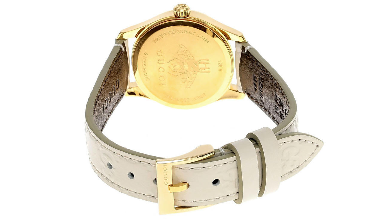 GUCCI G-Timeless 27MM Gold PVD Bezel Cream Dial Women's Watch