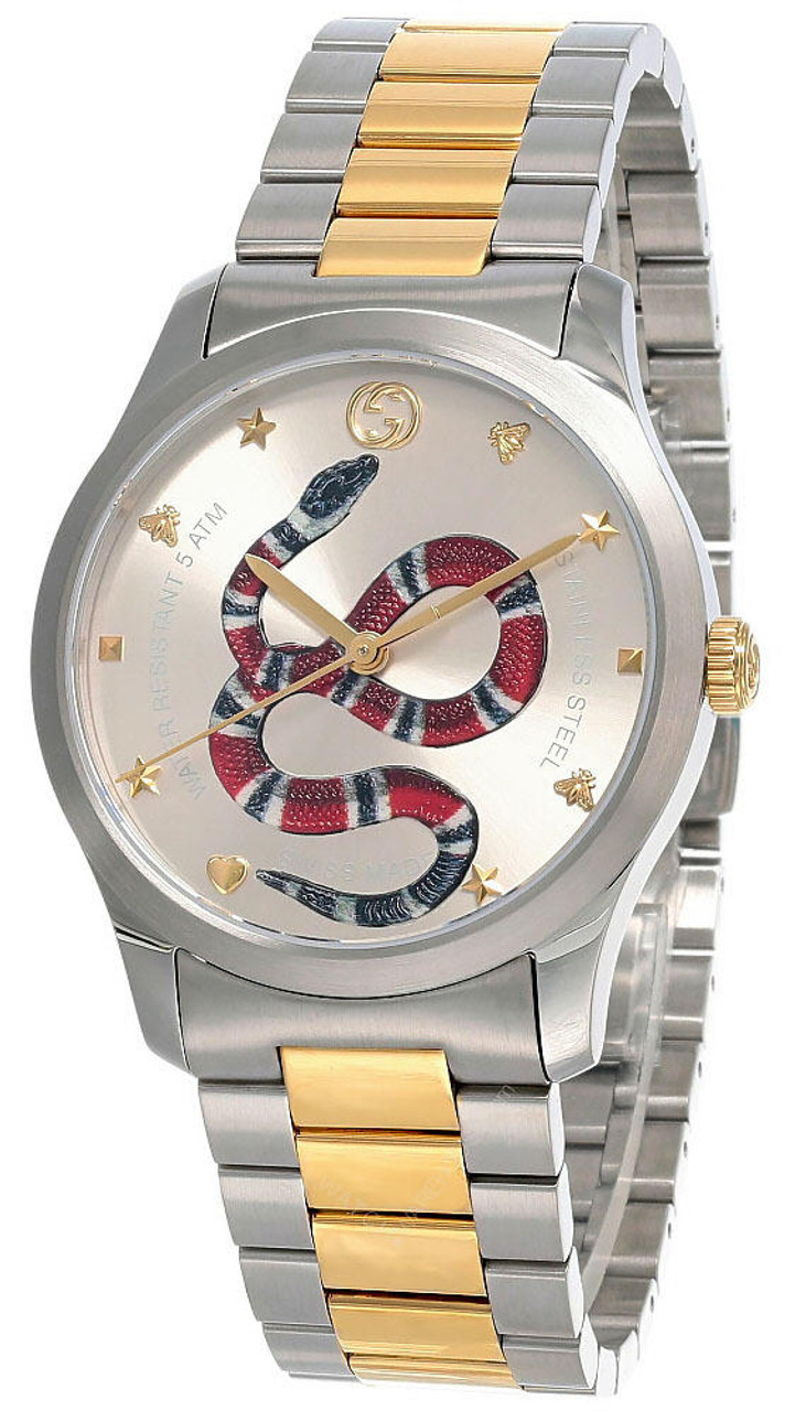 GUCCI G-Timeless 38MM S-Steel Gold PVD Two-Tone Unisex Watch YA1264075