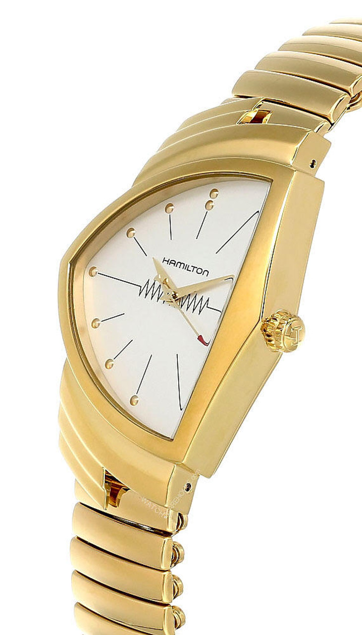 HAMILTON Ventura Quartz SS White Dial Gold Tone Men's Watch