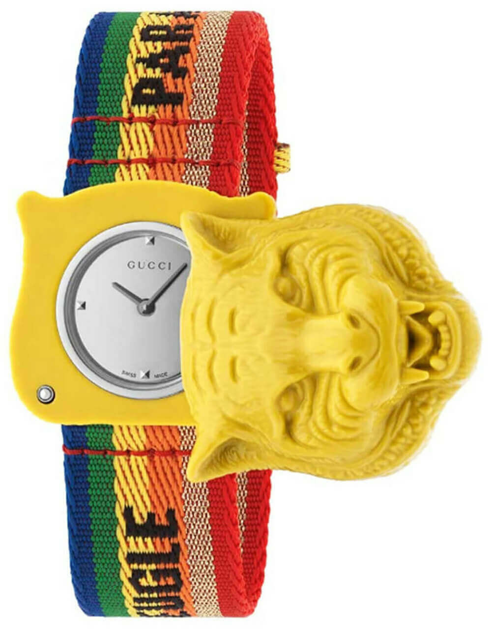 gucci yellow tiger watch