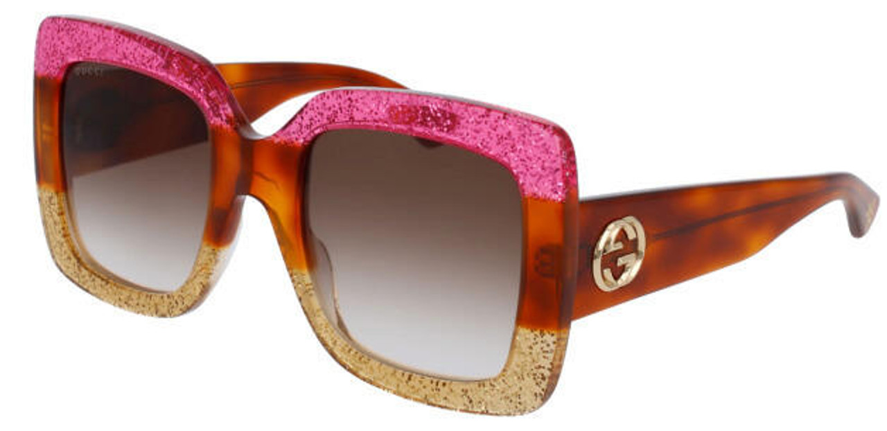 Eyewear Brands Gucci Brown Gradient Square Womens Sunglasses GG0083S 002 Eyewear Brands Gucci Brown Gradient Square Womens Sunglasses GG0083S 002