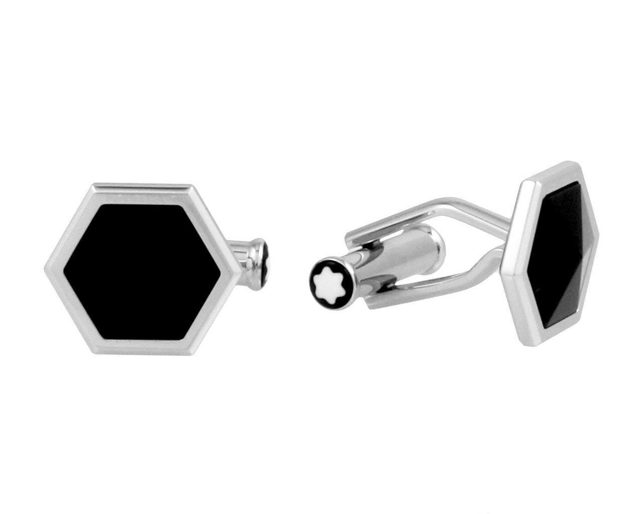 MONTBLANC S-Steel Sartorial BLK Onyx Hexagonal Shape Cufflinks