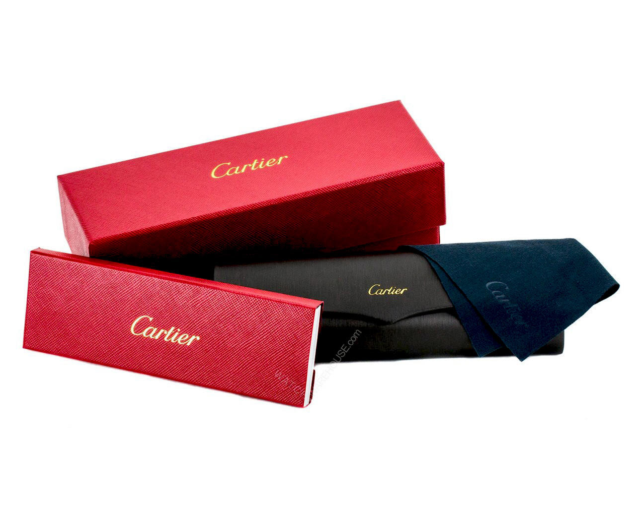 新品未使用　希少Cartier Wood box Anthracite Grey New Vintage Cartier Titanium 53MM Semi Rimless Grey Lens