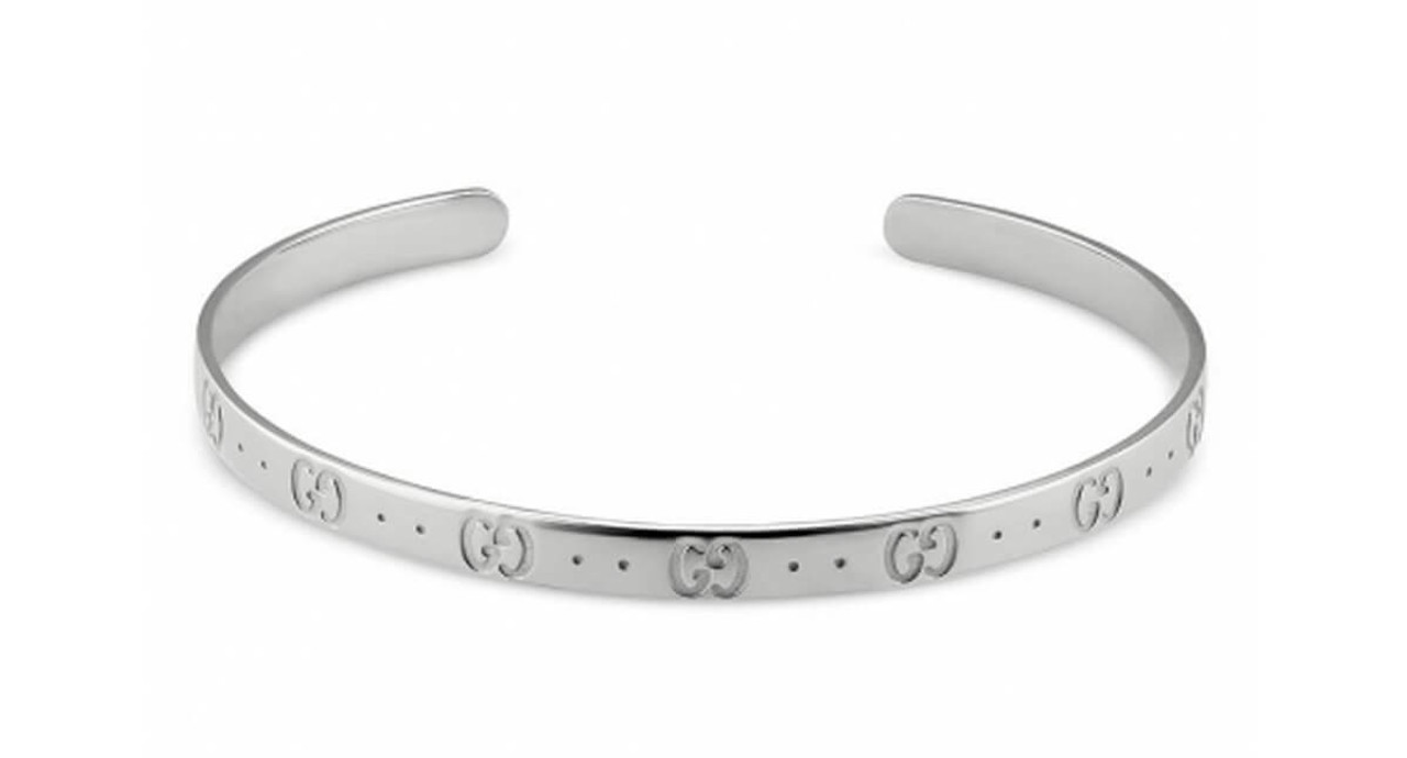 GUCCI Icon Thin 4MM 18K White Gold Women's Bracelet YBA434524003017