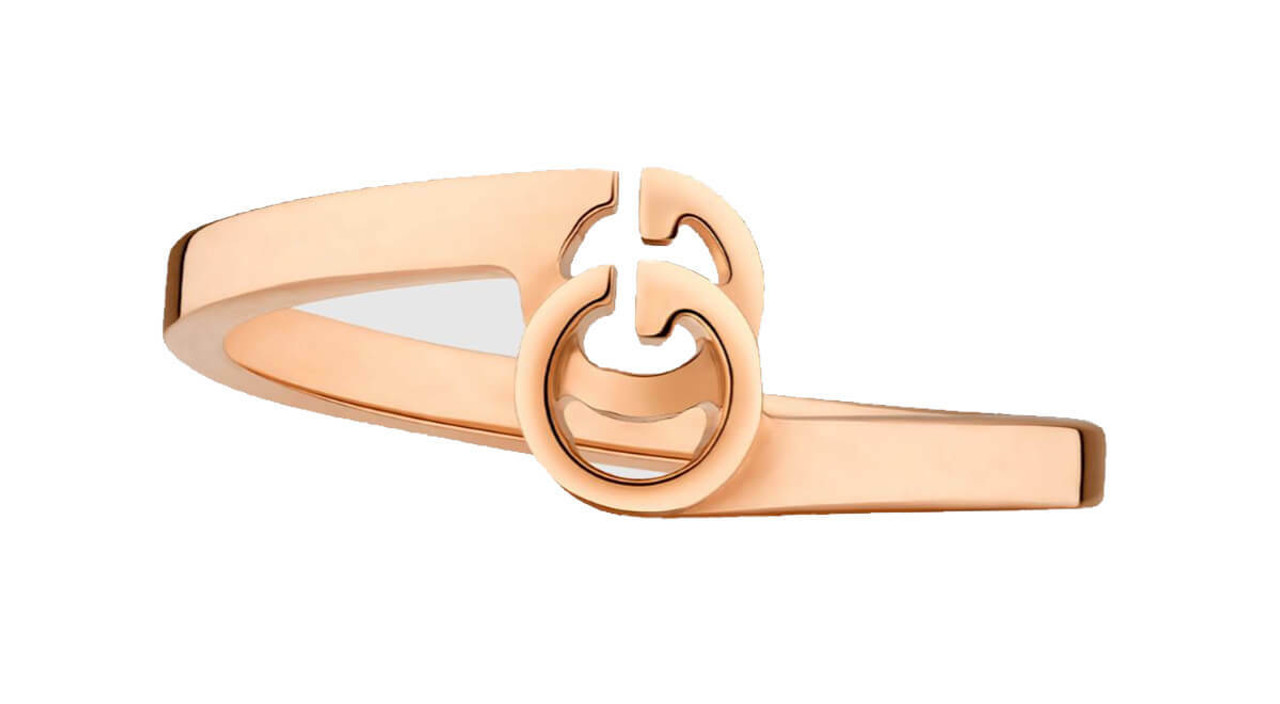 GUCCI GG Running 18k Pink/Rose Gold Stacking Ring YBC457122001013