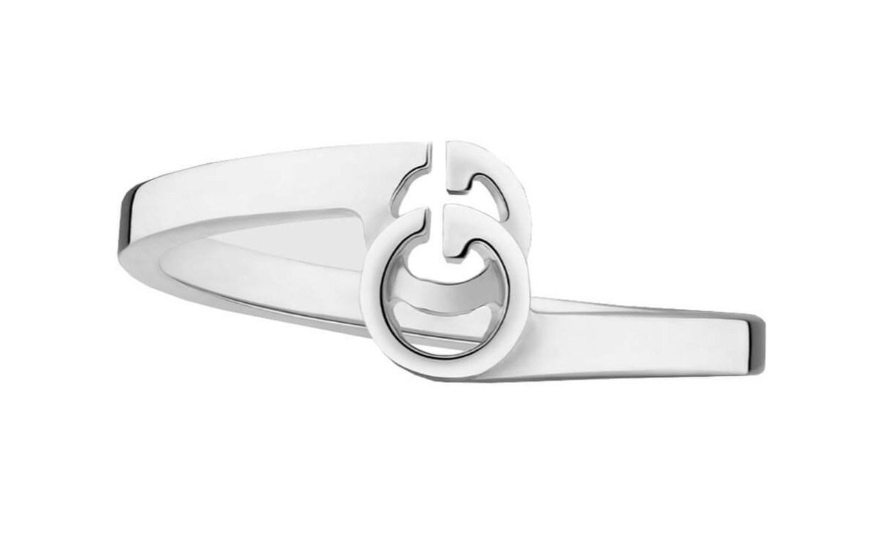 GUCCI GG Running 18k White Gold Stacking Ring YBC457122003013