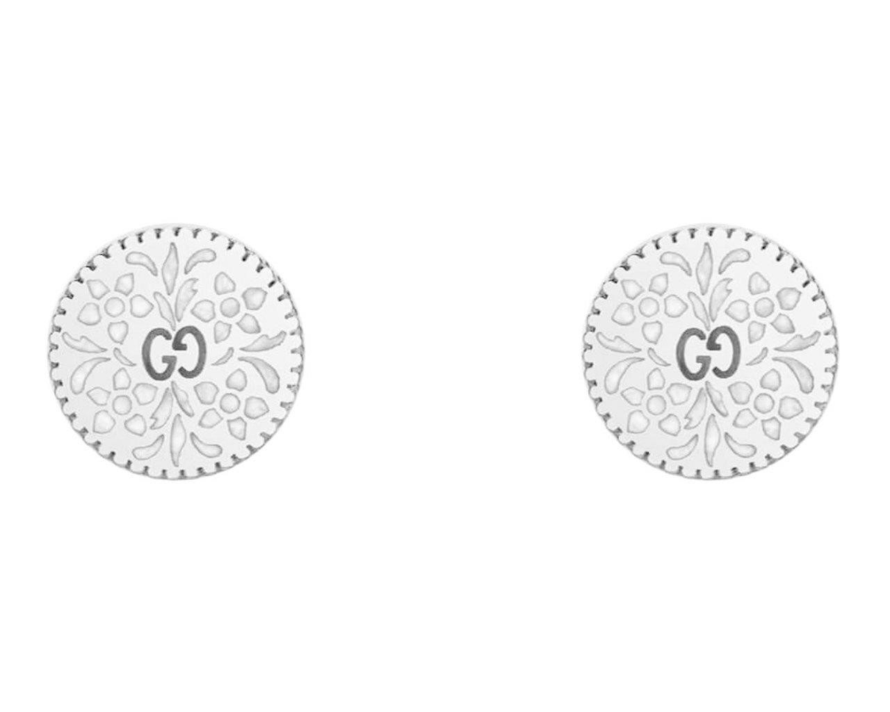 GUCCI Icon 18K White Gold Mystic Enamel Stud Earrings YBD47936800200U