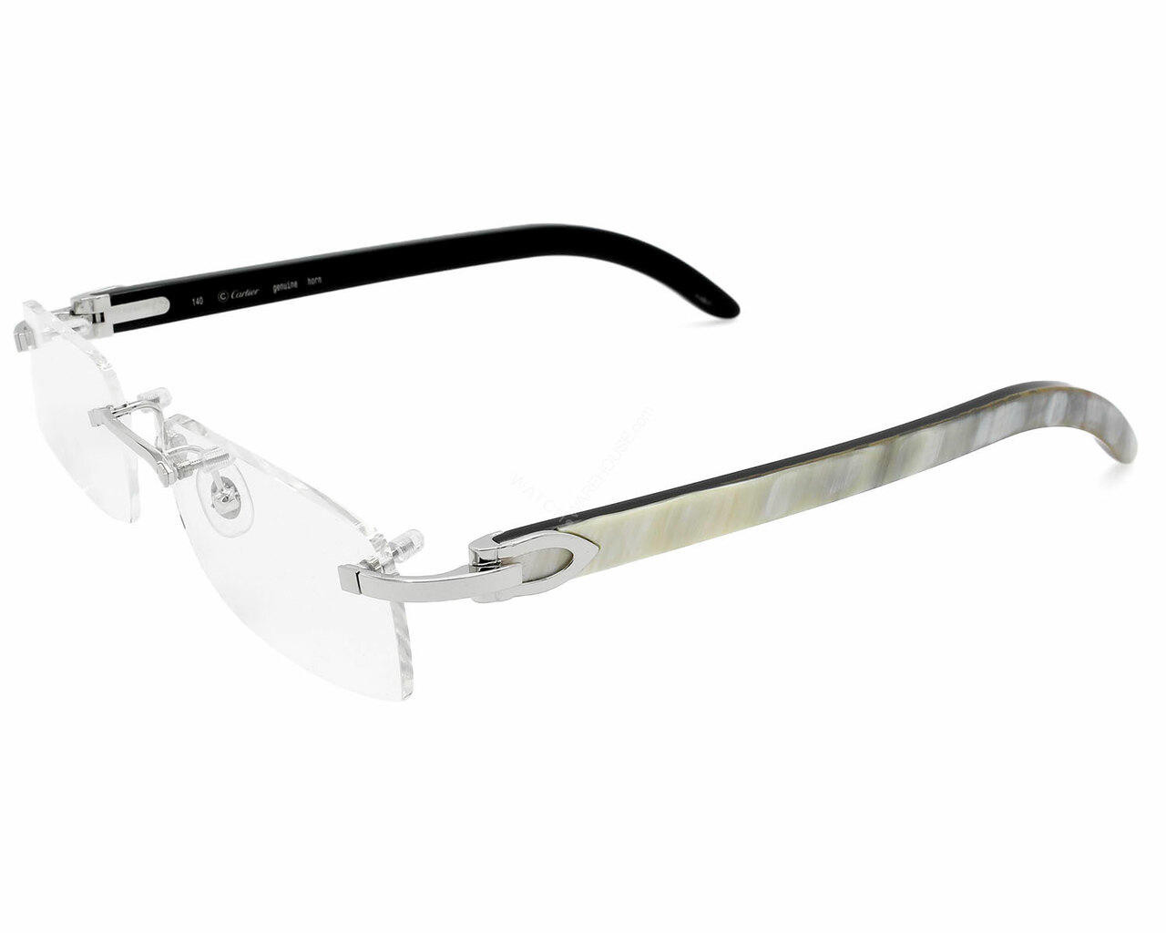 CARTIER C Decor Silver/White Buffalo Horn Eyeglasses CT0046O-002 | Fast & US Shipping | Warehouse