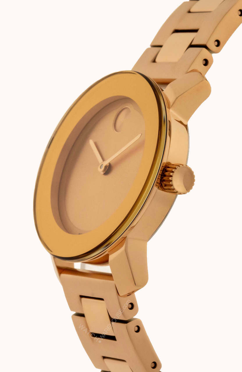 MOVADO Bold 30MM Rose Gold-Tone Sun-Ray Dial Women