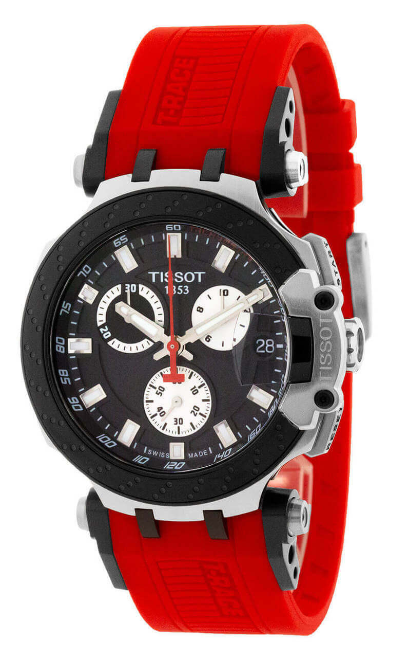 Tissot T Race 47 6mm Chrono Black Dial Red Rubber Watch T1154172705100 Fast And Free Us Shipping